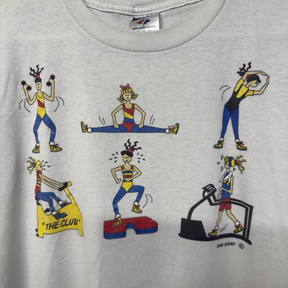 Vtg Health Club Aerobics Exercise Yoga Gym Sam Sport Jerzees Tag Adult XL GUC - Picture 4 of 10